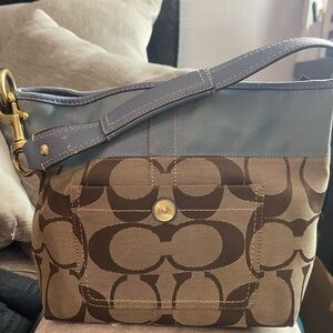 Coach Y2K Brown and Blue Shoulder Bag